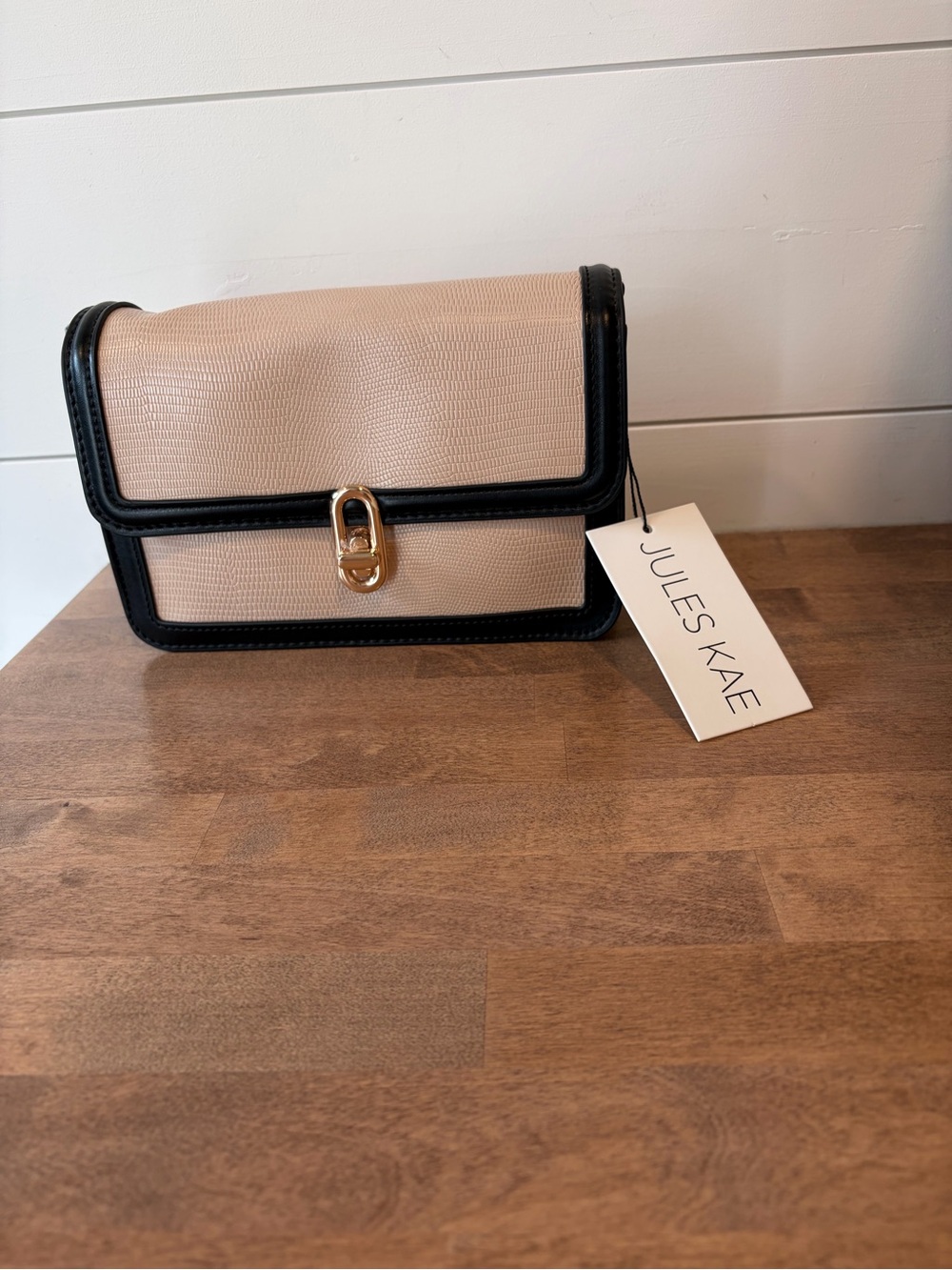 Jules Kae Beige and Black Crossbody Bag